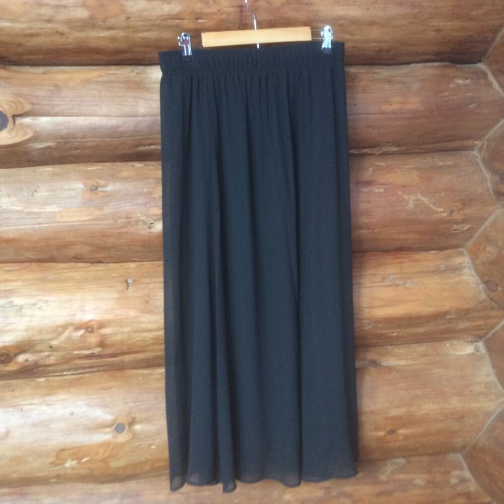 Cappagallo Vintage Black Whimsigoth Chiffon Romantic Maxi Skirt Size 12